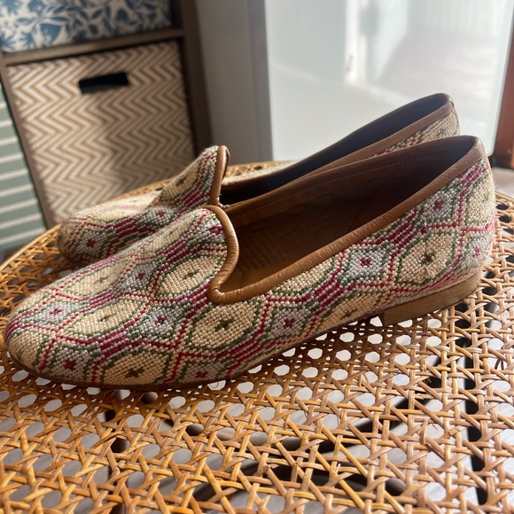 Vintage Zalo Needlepoint Geometrical Pattern Loafers Flats Size 6 Made In Spain - Picture 7 of 9